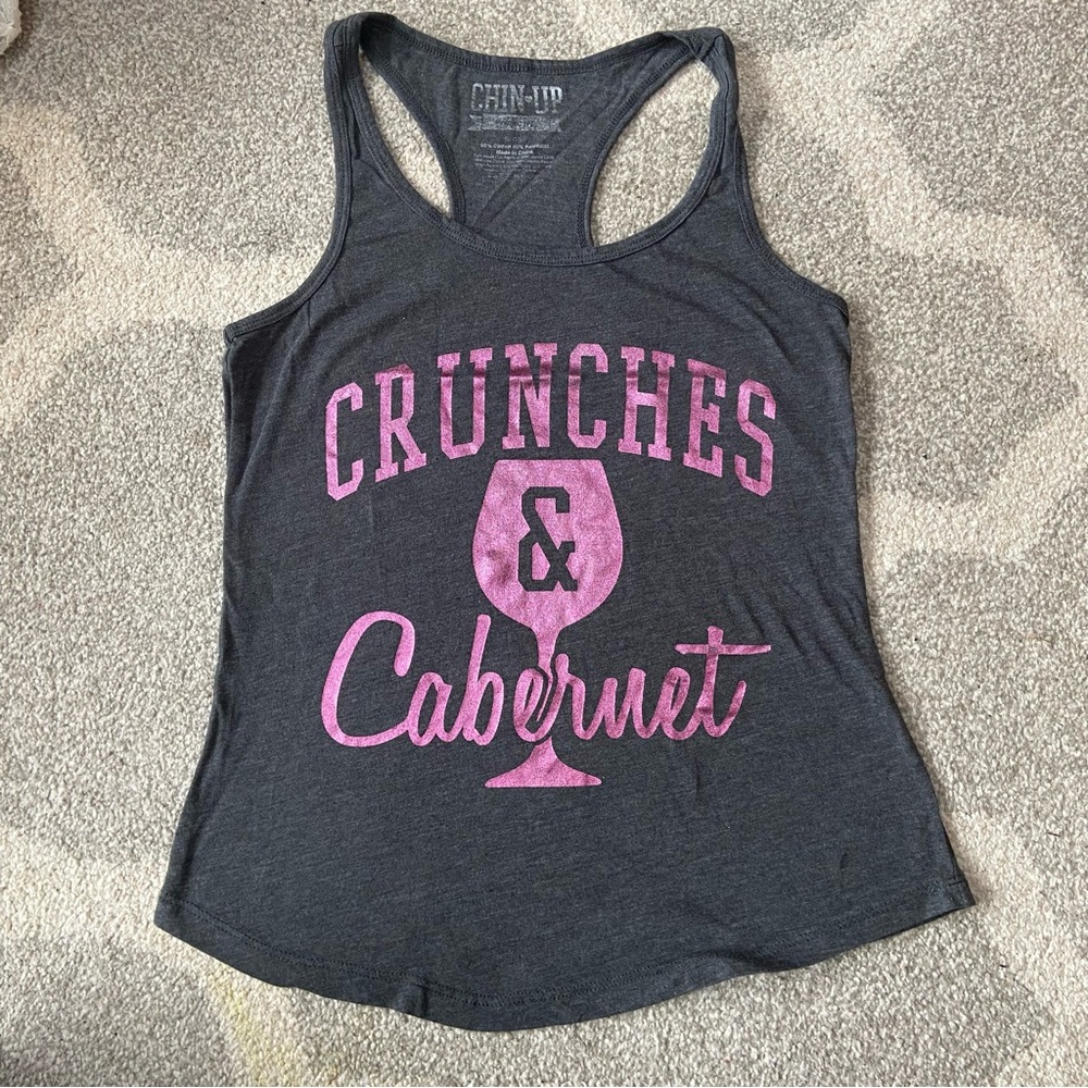 racerback workout tank: crunches and cabernet